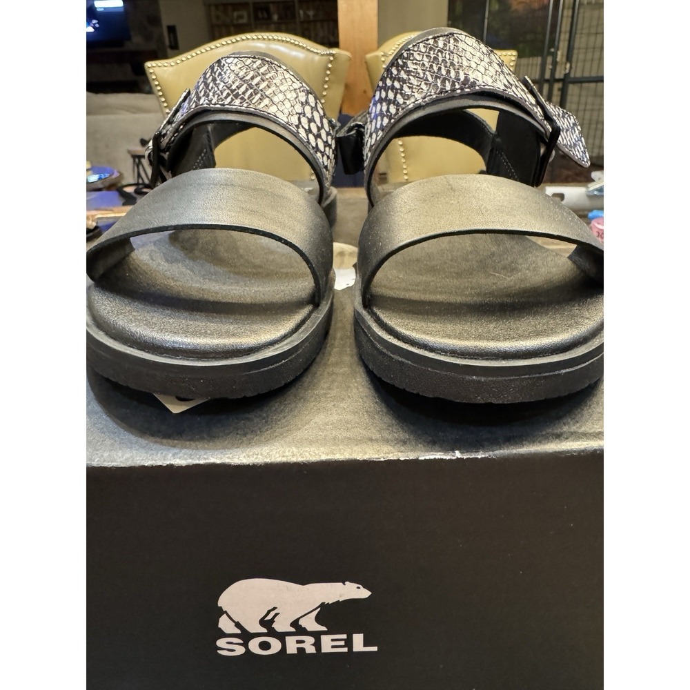 Woman's Sandals‎ SOREL Ella™ III Slingback Black White Size 9.5 - Picture 3 of 9